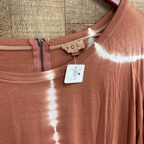 Pol Long Sleeve Tiered Tie-Dye Tunic Dress Large NWT - Picture 4 of 8